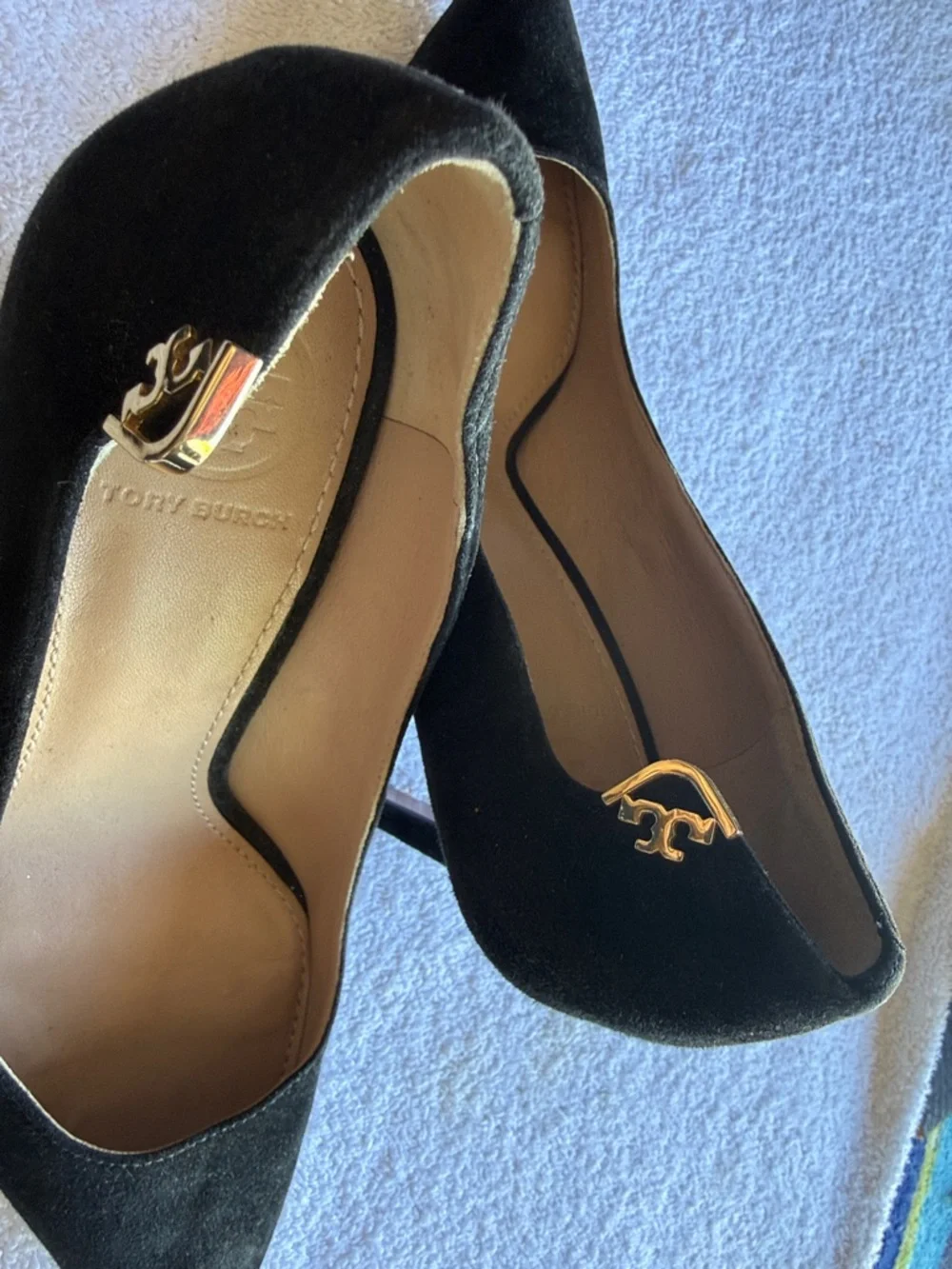 Tory Burch Black Suede Pointed Toe Stiletto Pumps - Picture 9 of 9